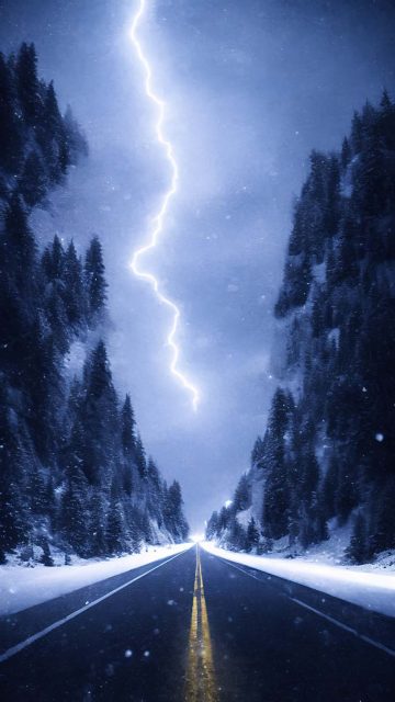 Snow Thunderstorm Road iPhone Wallpaper HD