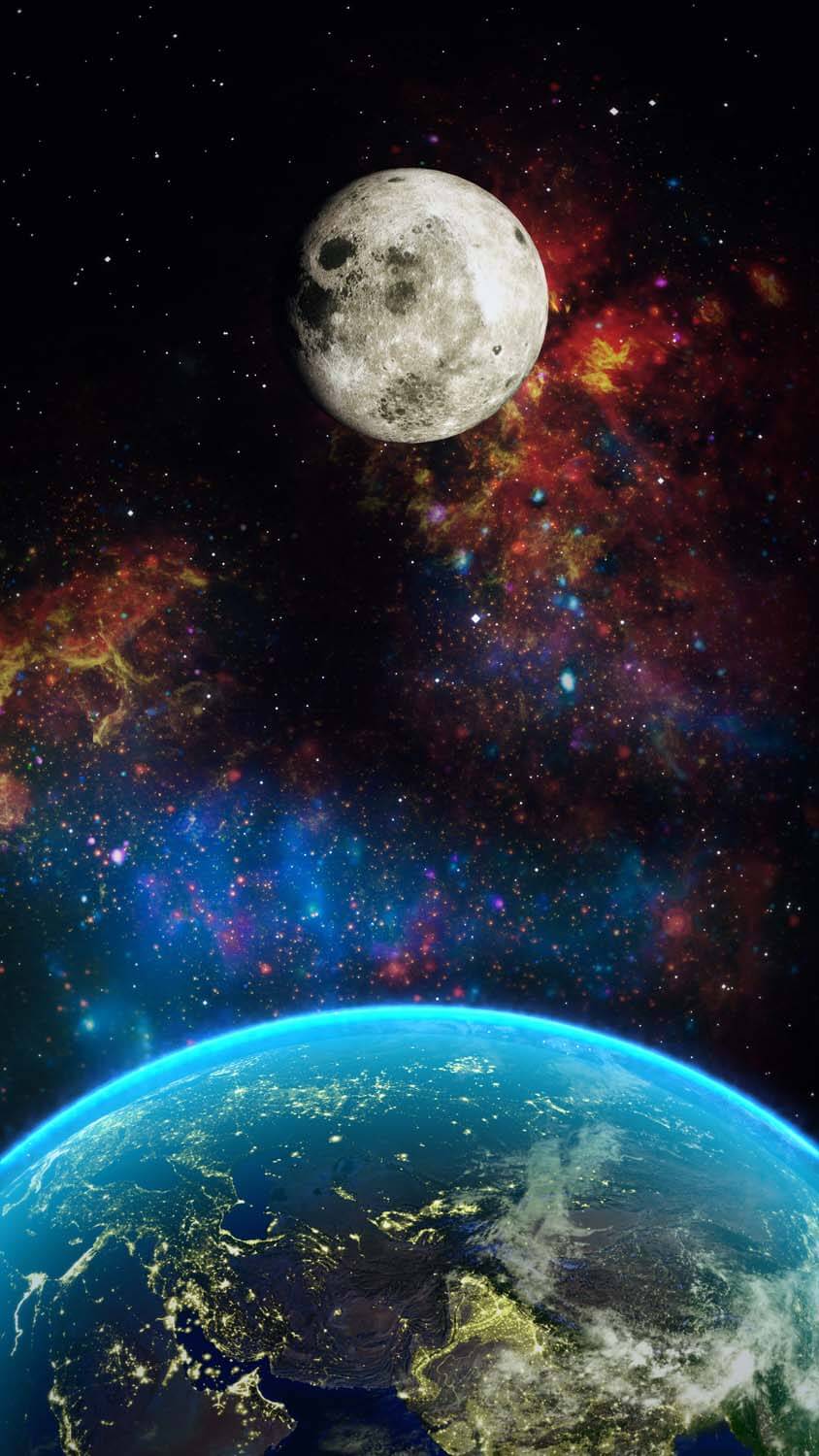 Space Between Earth and Moon iPhone Wallpaper HD