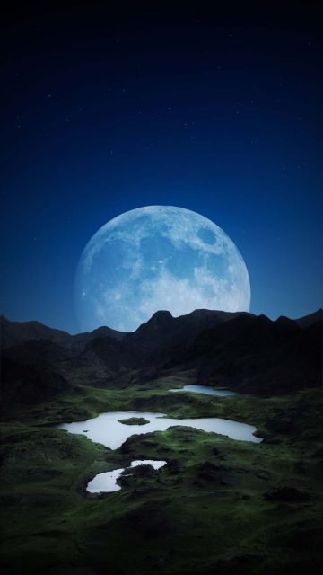 Super Moon Mountain iPhone Wallpaper HD
