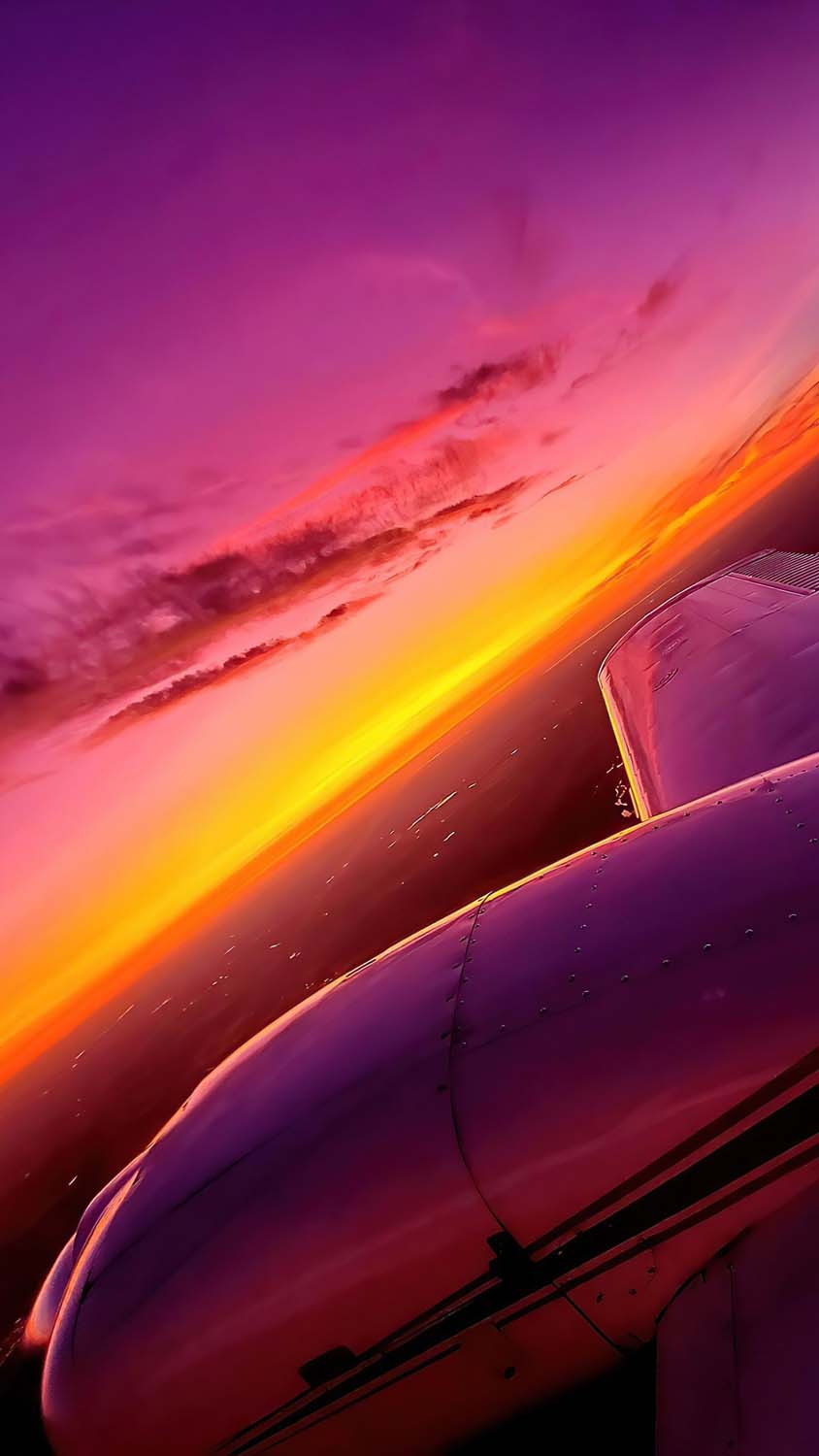 Synthwave Sunset Plane View iPhone Wallpaper HD