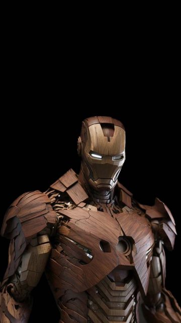 Wooden Iron Man iPhone Wallpaper HD