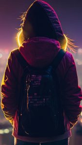 Alone Hoodie Girl iPhone Wallpaper HD