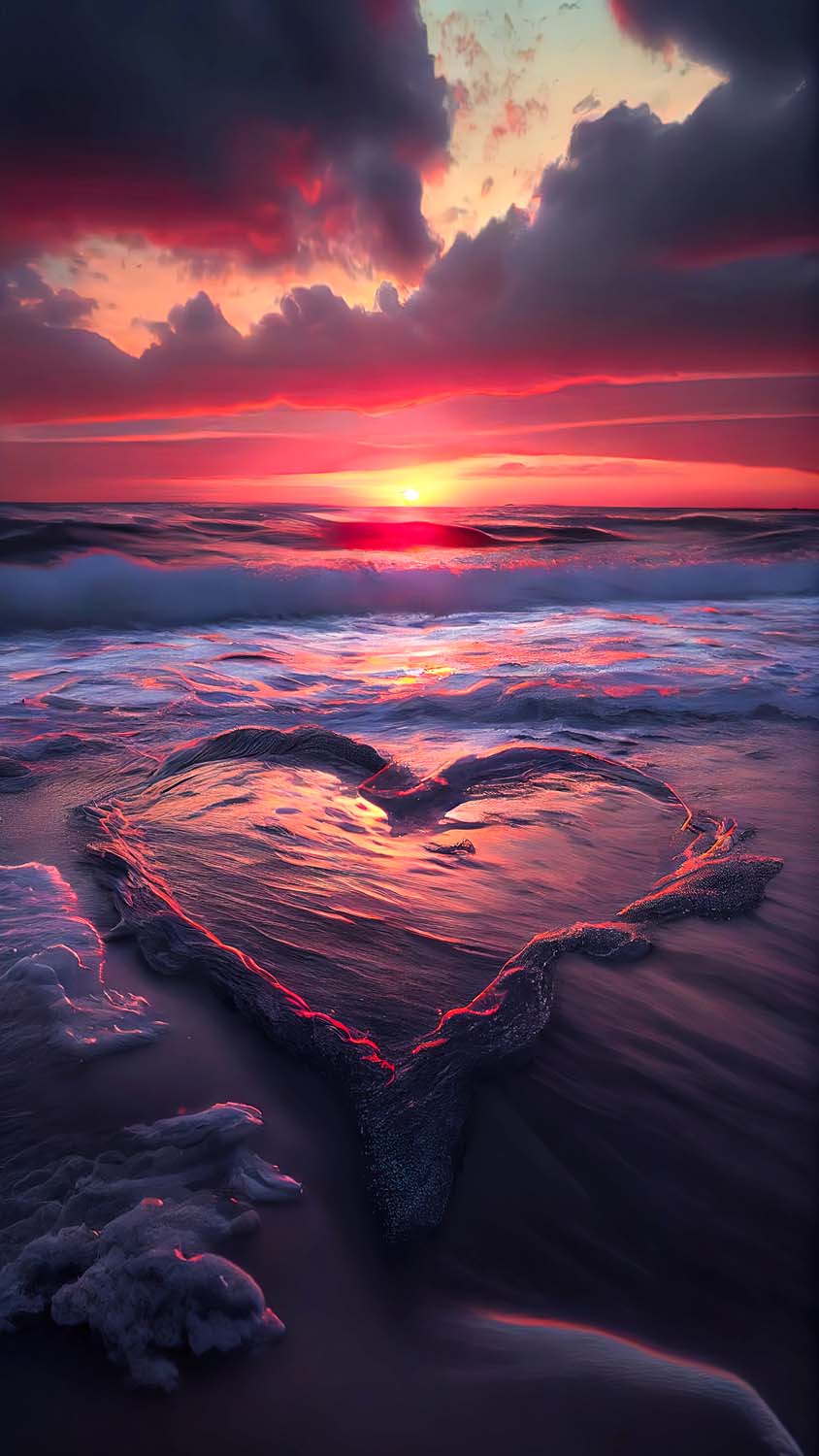 Beach Heart iPhone Wallpaper HD