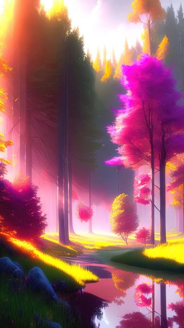 Beautiful Forest AI Art iPhone Wallpaper HD