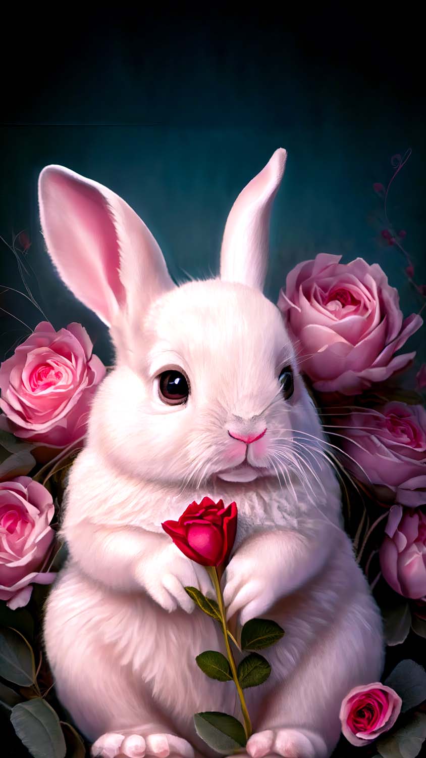 Bunny with Rose iPhone Wallpaper HD