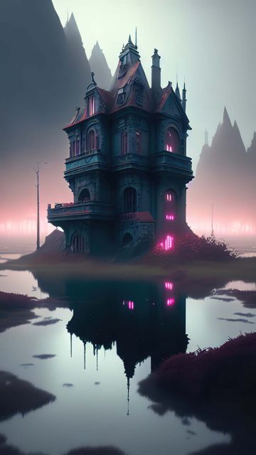 Castle in Water iPhone Wallpaper HD