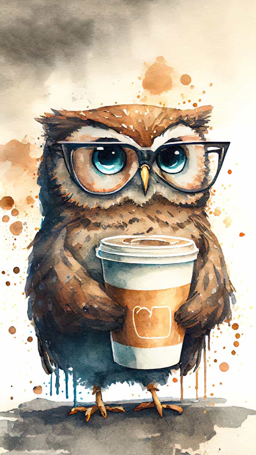 Coffee Owl iPhone Wallpaper HD