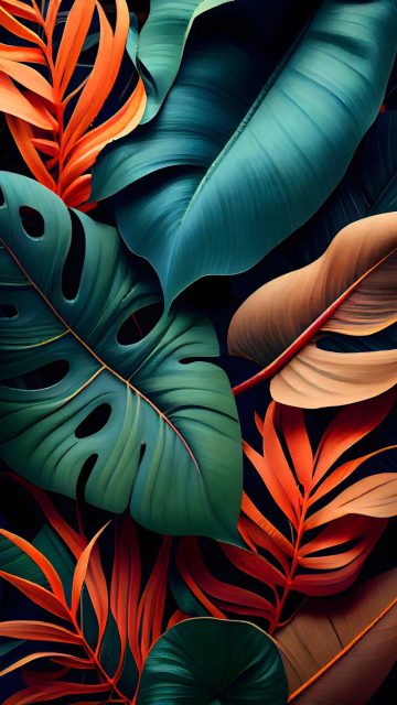 Colorful Plants AI Art iPhone Wallpaper HD