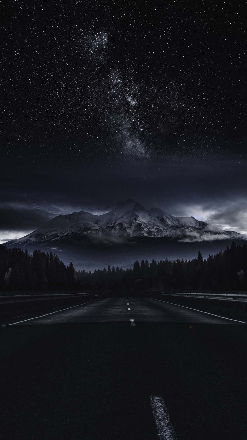 Dark Road Starry Sky iPhone Wallpaper HD