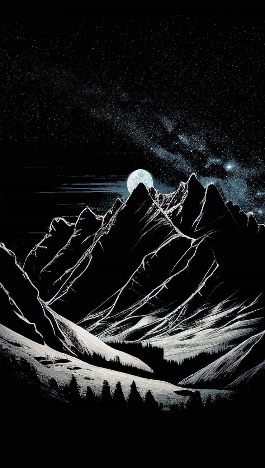 Dark snow night mountains iPhone Wallpaper HD