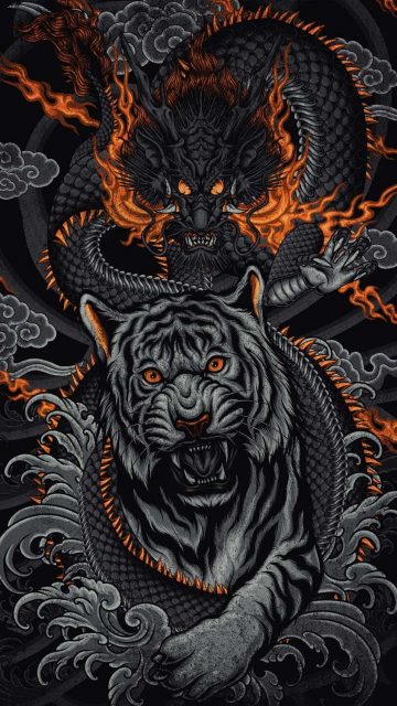 Dragon vs Tiger iPhone Wallpaper HD