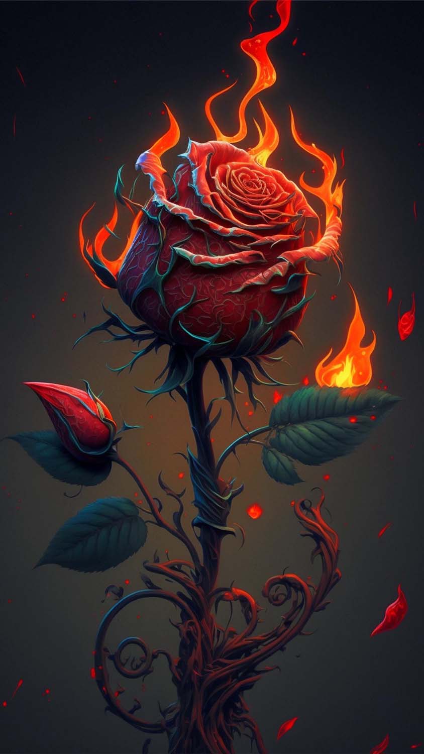 Fire Rose iPhone Wallpaper HD