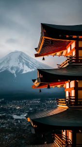 Fuji Temple Japan iPhone Wallpaper HD