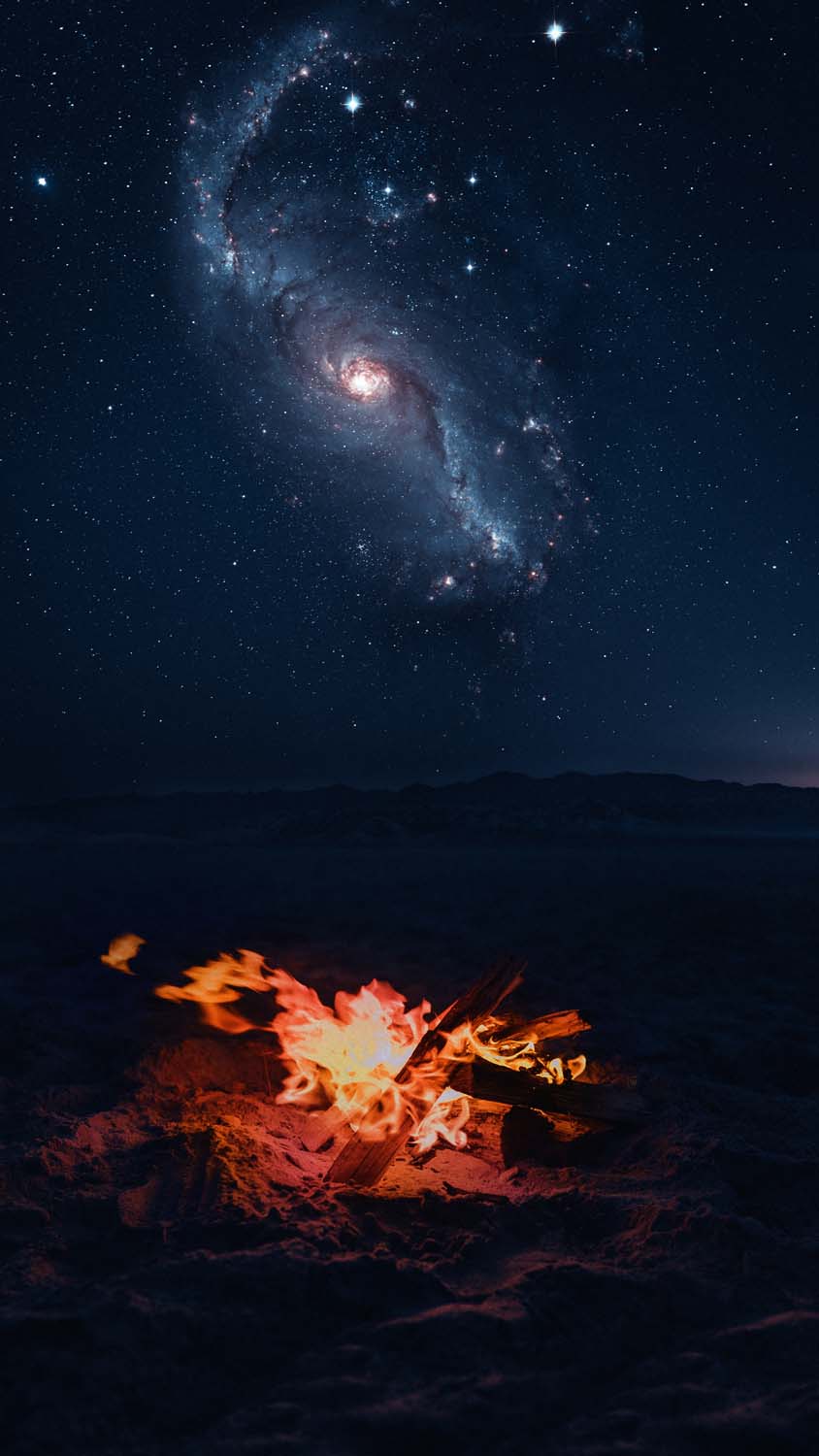 Galaxy View with Campfire iPhone Wallpaper HD