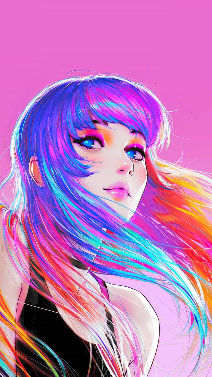 Girl Portrait Colorful illustration iPhone Wallpaper HD