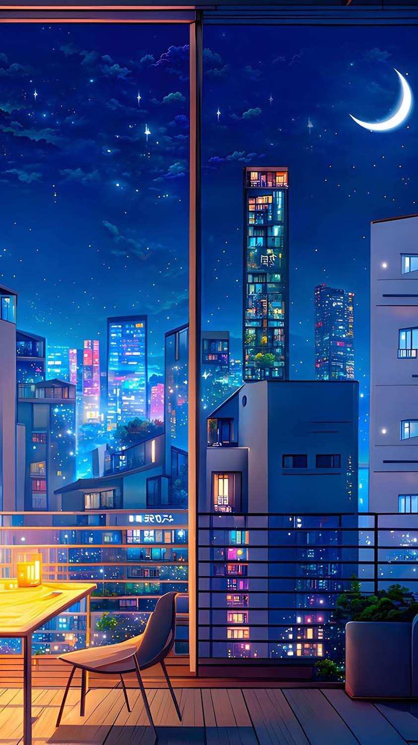 Midnight Balcony Vibes iPhone Wallpaper HD
