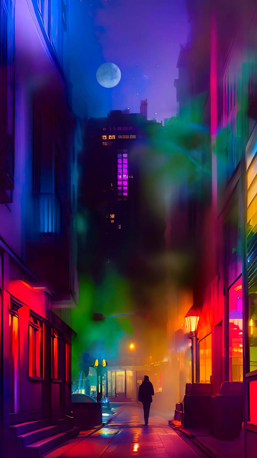 Midnight Walk on Street iPhone Wallpaper HD