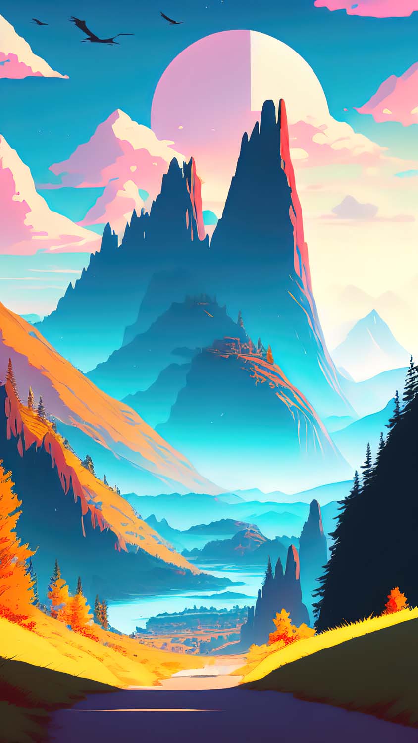 Mountains Scene Ai Art iPhone Wallpaper HD