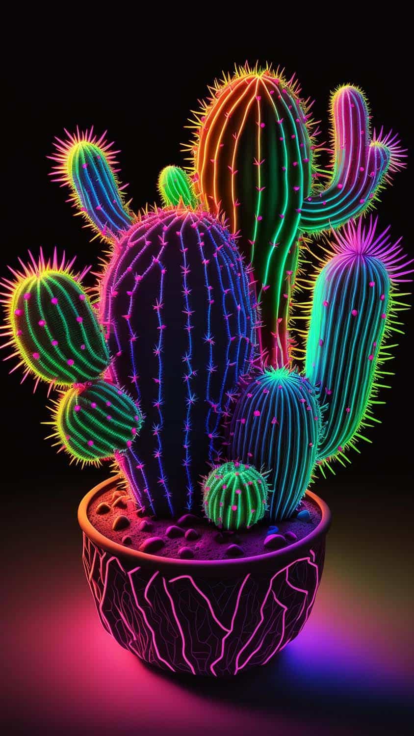 Neon Cactus iPhone Wallpaper HD
