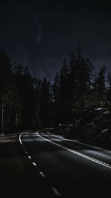 Night Forest Road iPhone Wallpaper HD