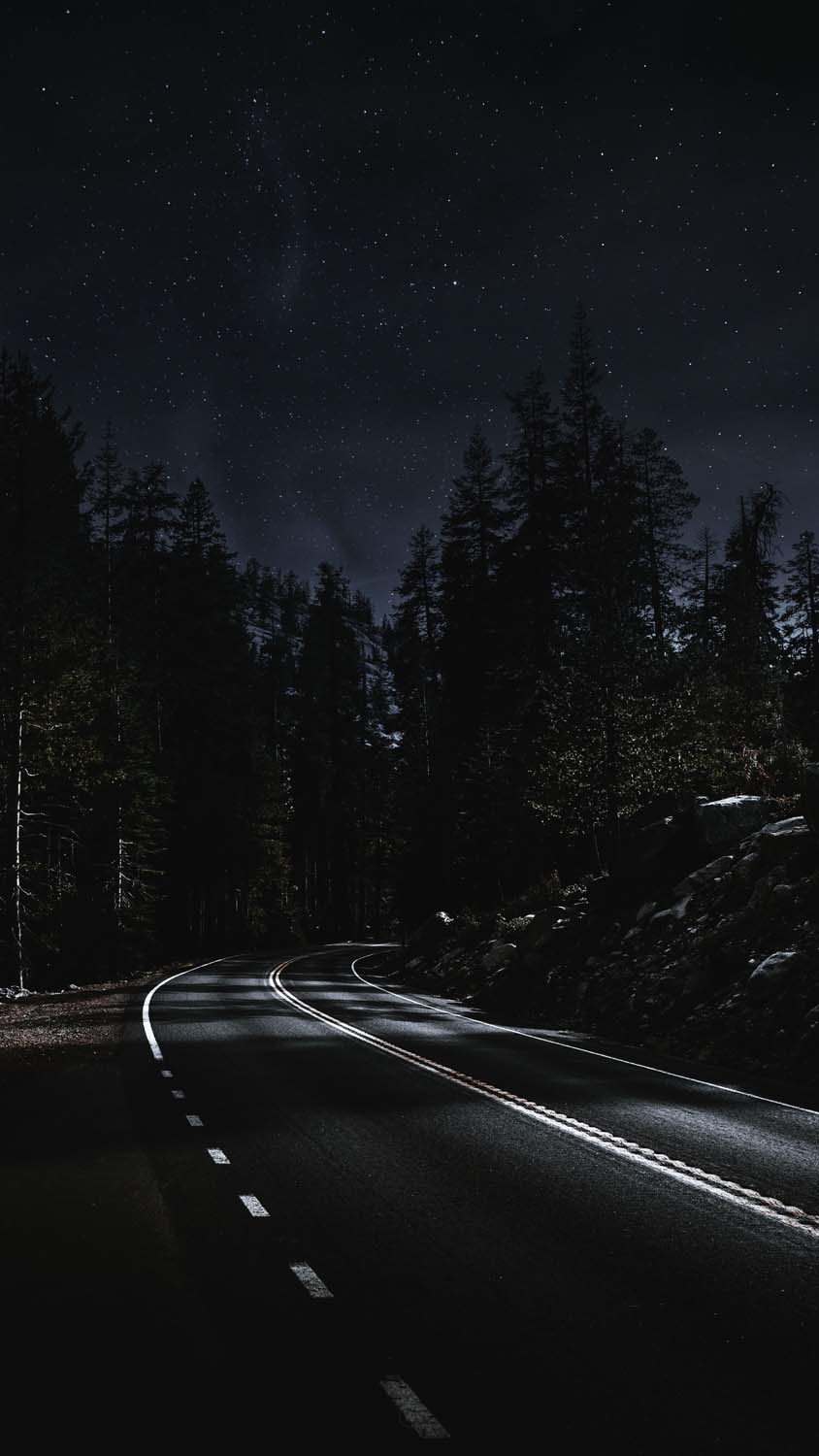 Night Forest Road iPhone Wallpaper HD