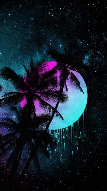 Palm Trees and Supermoon iPhone Wallpaper HD - iPhone Wallpapers