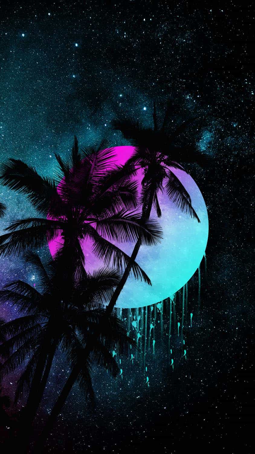 Palm Trees and Supermoon iPhone Wallpaper HD