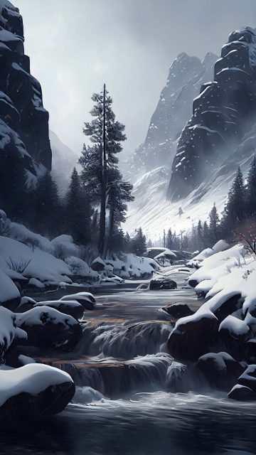 Snow River iPhone Wallpaper HD