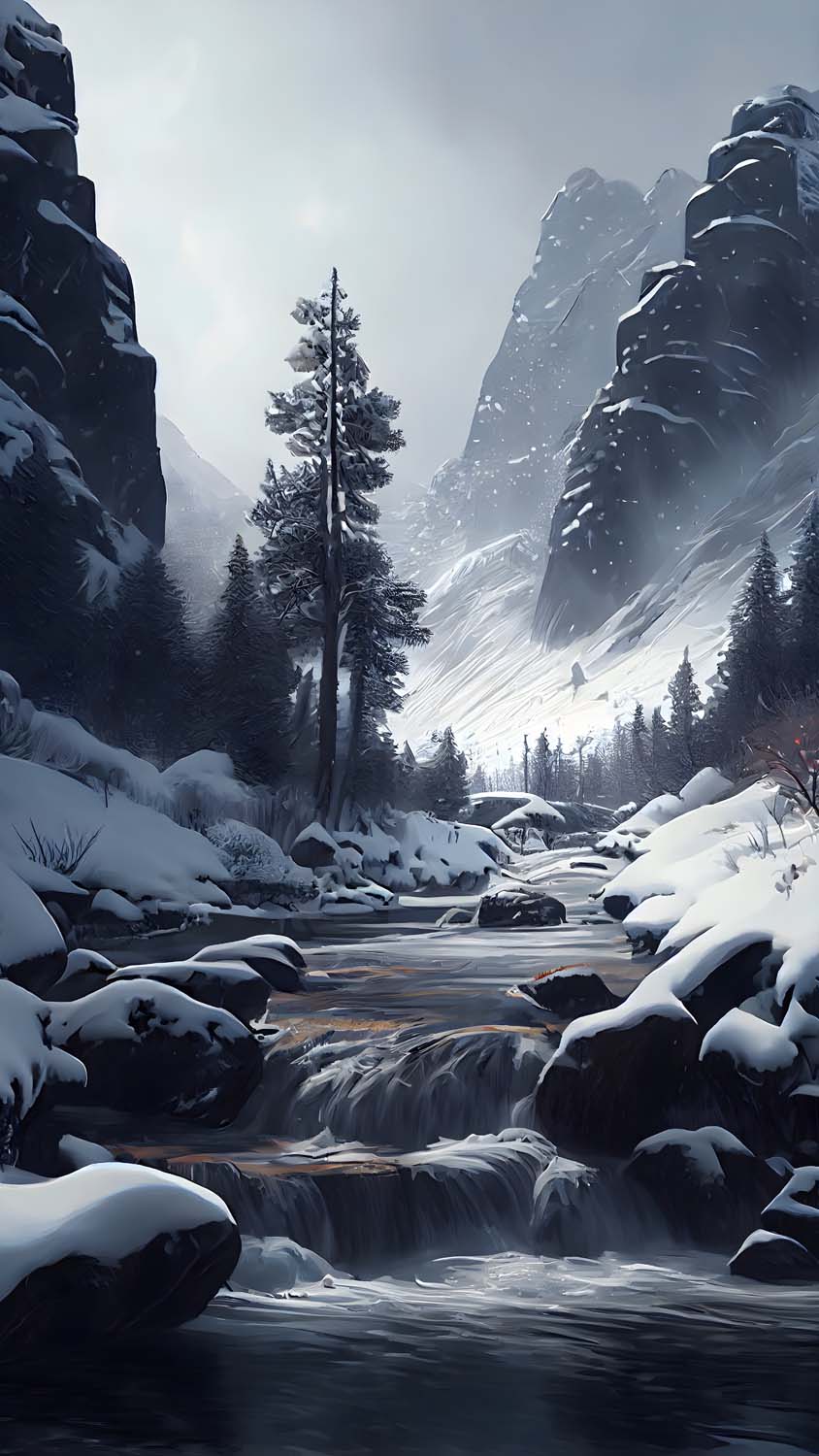 iPhoneXpapers.com | iPhone X wallpaper | mz23-snow -winter-wood-mountain-sky-star-night
