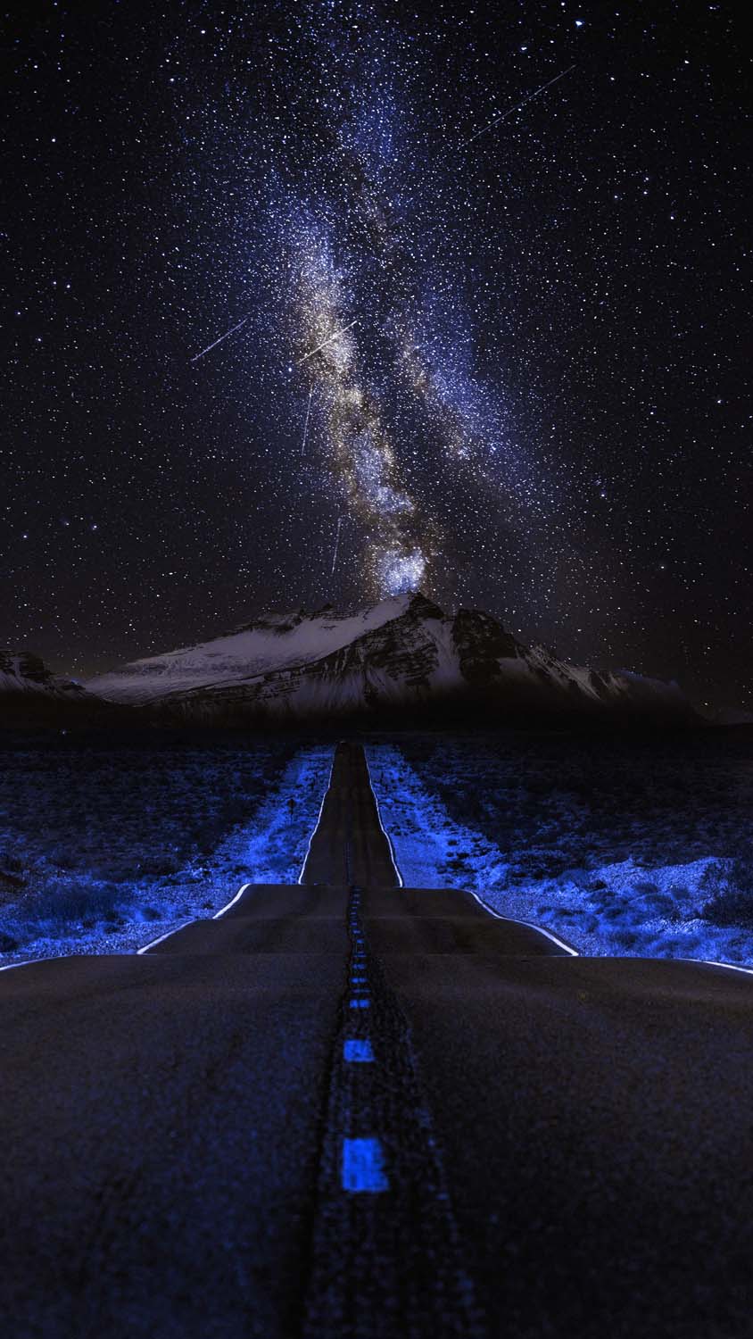 Starry Sky Mountain Road iPhone Wallpaper HD