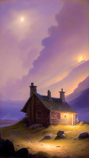 Wooden Cabin AI Art iPhone Wallpaper HD