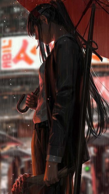 Alone in Rain iPhone Wallpaper HD