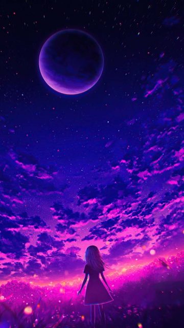 Anime Sky Moon iPhone Wallpaper HD