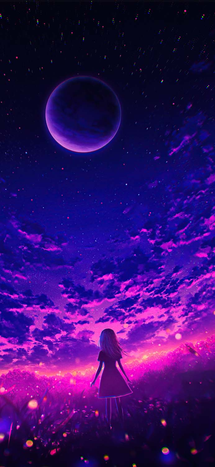 Anime Sky Moon iPhone Wallpaper HD