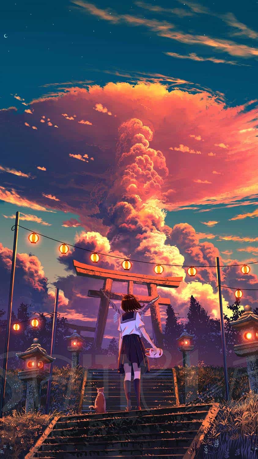 Anime World Clouds iPhone Wallpaper HD