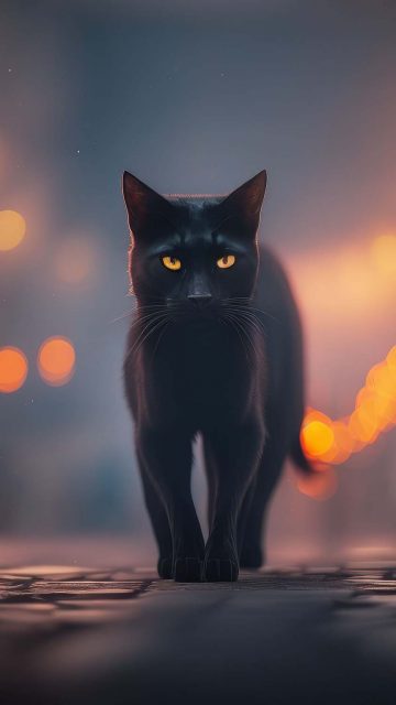 Black Cat Walking iPhone Wallpaper HD