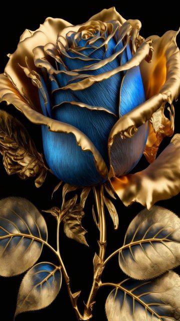 Blue and Golden Rose iPhone Wallpaper HD