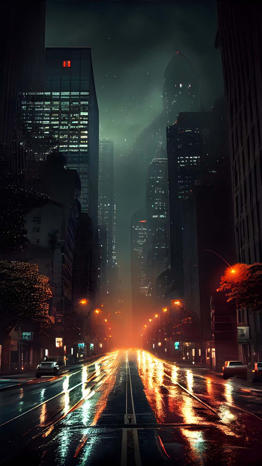 City Night Road Ai Art iPhone Wallpaper HD