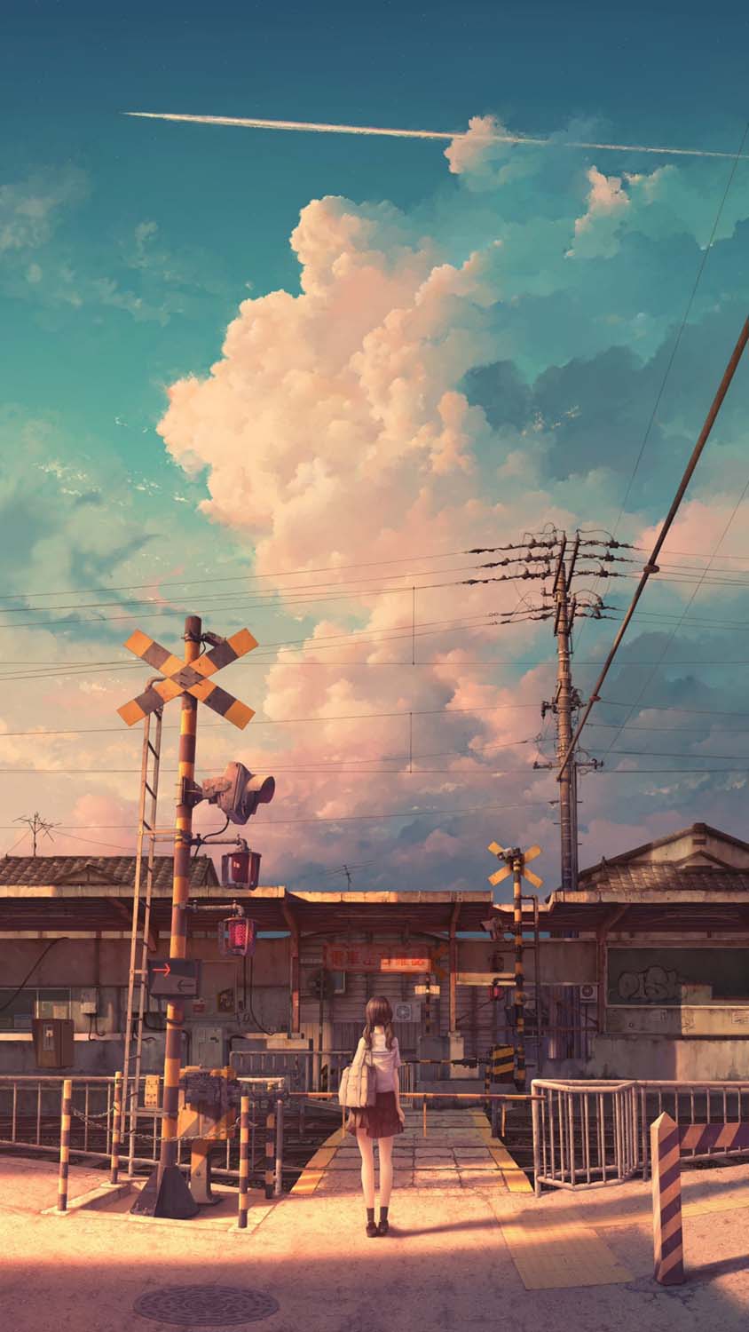 Cloudy Sky Anime iPhone Wallpaper HD