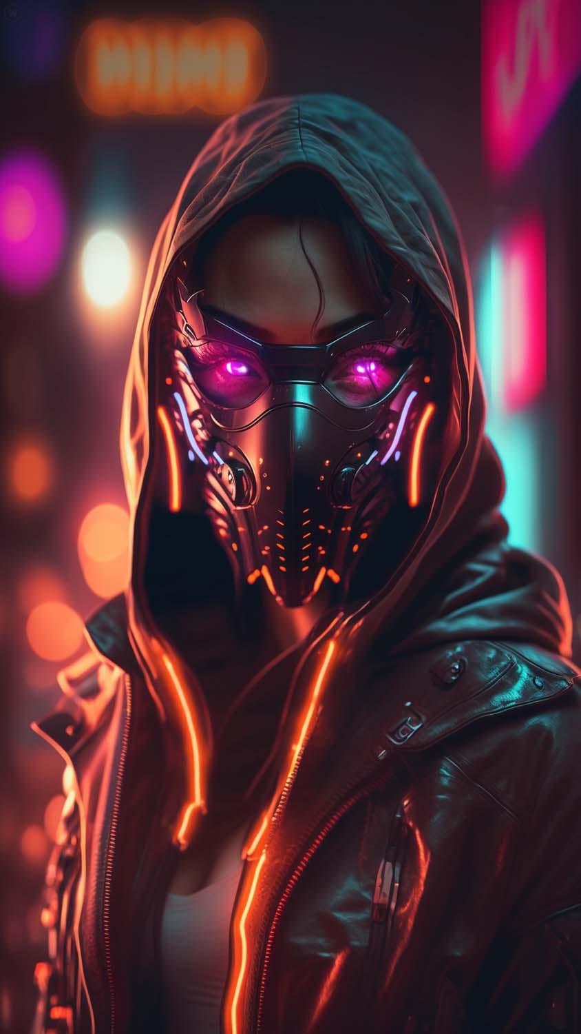 Cyborg Mask Hoodie Girl iPhone Wallpaper HD