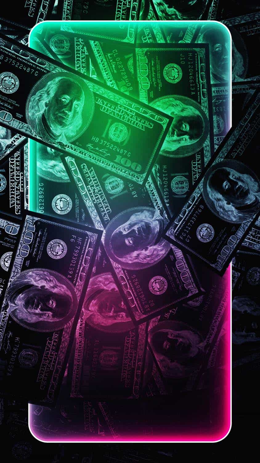 Dollar Neon Frame iPhone Wallpaper HD