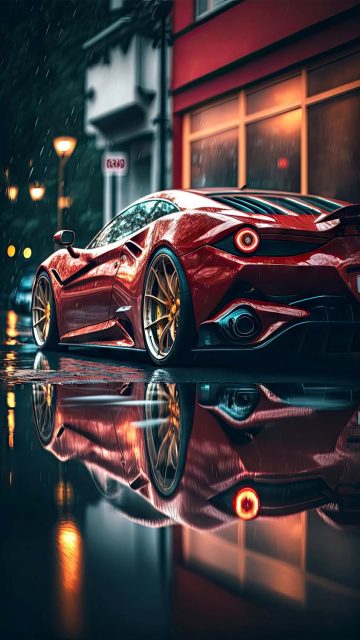 Ferrari Road Reflection iPhone Wallpaper HD