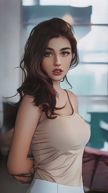 Girl Brunette Ai Portrait iPhone Wallpaper HD