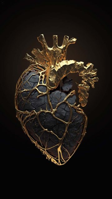 Golden Heart iPhone Wallpaper HD