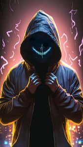 Hoodie Guy Neon Smile iPhone Wallpaper HD