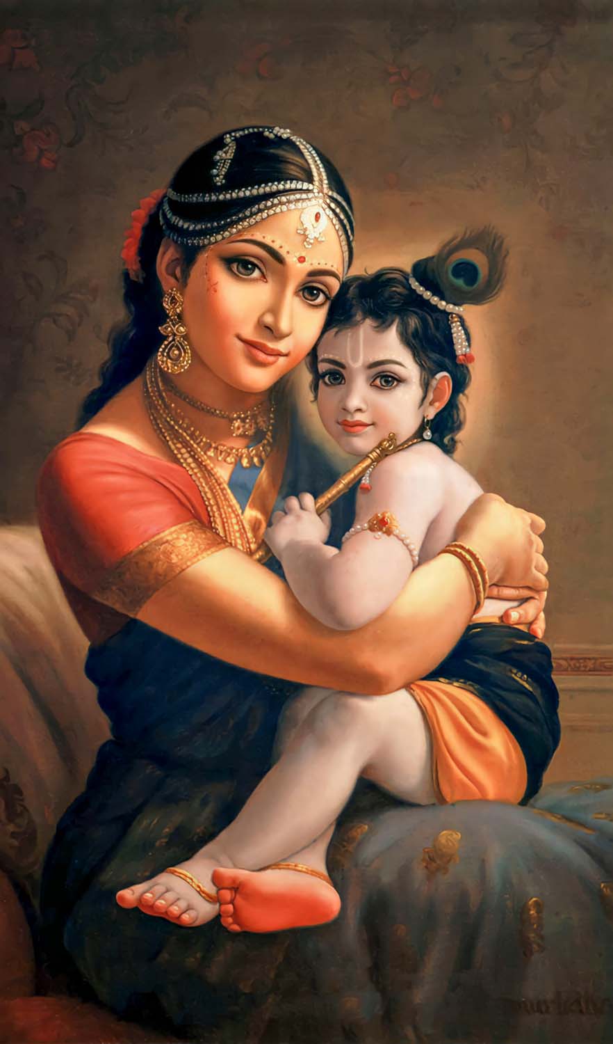 Krishna with Mother Janki iPhone Wallpaper HD