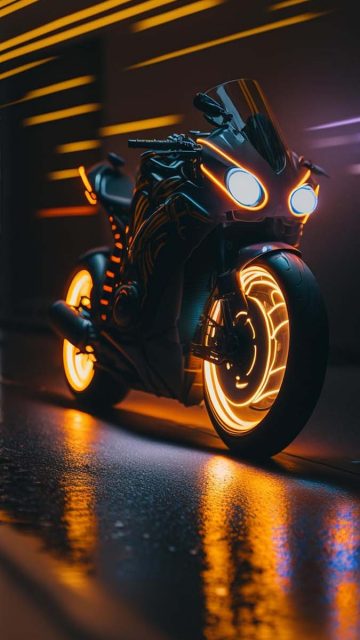 Neon Glowing Bike iPhone Wallpaper HD