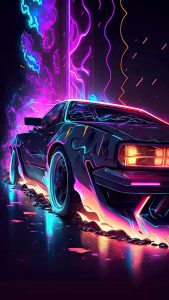 Neon Retro Car iPhone Wallpaper HD