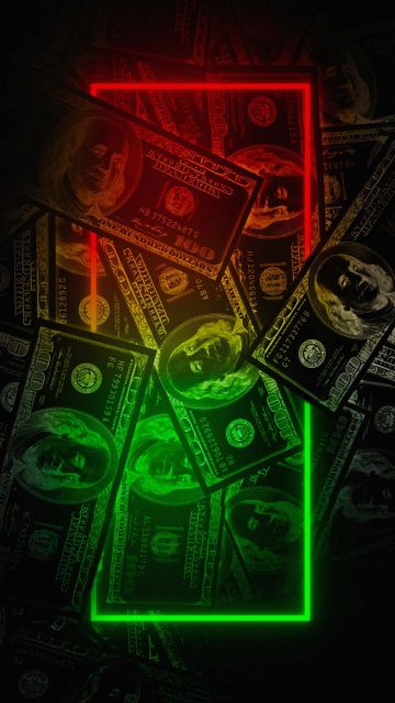 Neon US Dollars iPhone Wallpaper HD