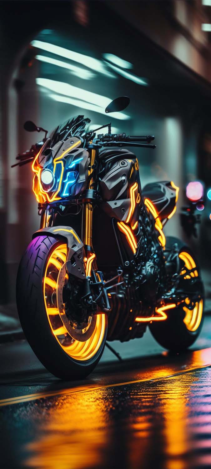 Neon glow super bike iPhone Wallpaper HD